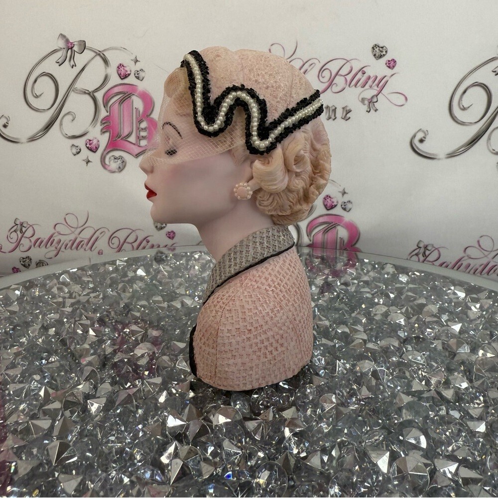 Cameo girls 1954 Vintage Style Women's Headband with Veil  Black pink Cream - Picture 6 of 12